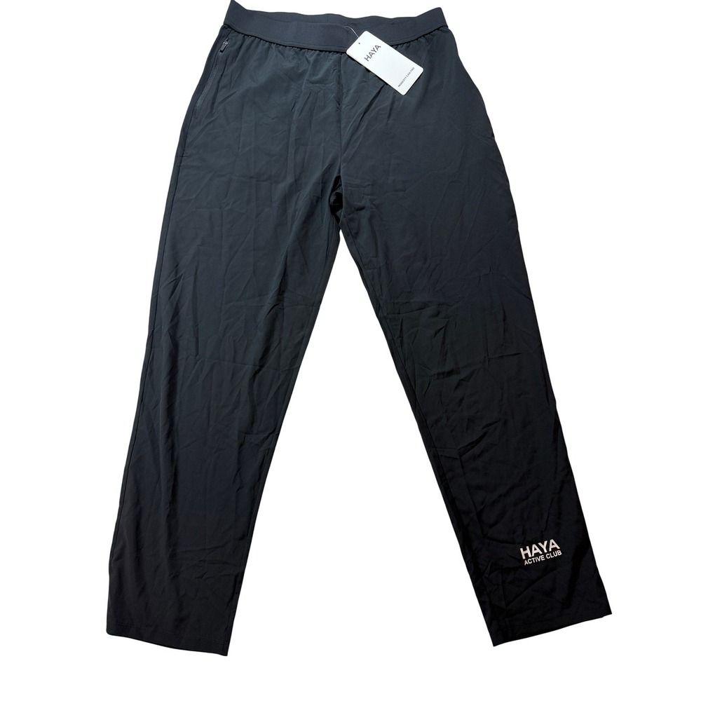 Haya Active Club Joggers Pants Womens XL Logo Graphic Black Polyester Spandex